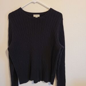 Saint John's Bay Black Cable Knit Crew Neck Sweater #332